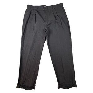 VTG 2000 Dockers Men's 39x28.75 Navy Charcoal Linen Blend‎ Pleated Cuffed Pants